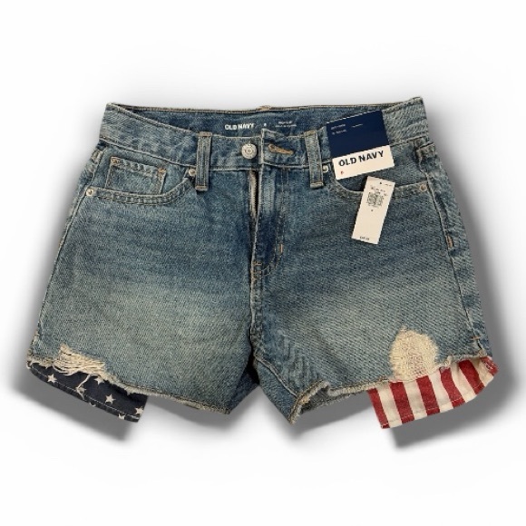 Old Navy Other - NWT Old Navy Denim Jeans Cut Off Shorts Stars Stripes USA Patriotic Girls Size 8